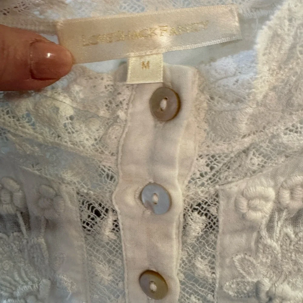 LoveShackFancy Ronda Top Medium | Cotton Lace Ruffle Blouse | Cream Romantic